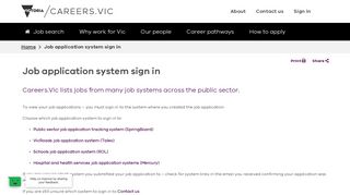 Job application system sign in - Careers.Vic