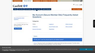 My Account (Secure Member Site) Frequently Asked ... - CareFirst