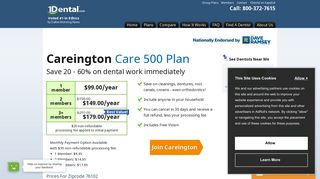 Careington Care 500 Dental Plan | Save 20-60% | 1Dental.com