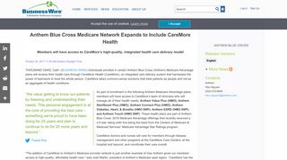 Anthem Blue Cross Medicare Network Expands to Include CareMore ...