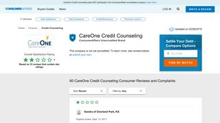 Top 60 Reviews and Complaints about CareOne Credit Counseling ...