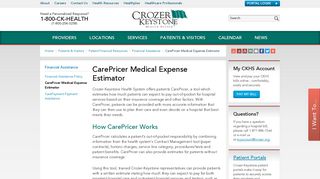 CarePricer Medical Expense Estimator - Crozer-Keystone Health System