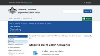 Carer Allowance - Claiming - Australian Government Department of ...