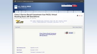 Class 2 Device Recall Carestream Vue PACS; Virtual Reading Basic ...