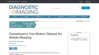 Carestream's Vue Motion Cleared for Mobile Reading | Diagnostic ...