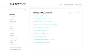 Manage My Account - CareZone Help Center