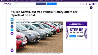 It's like Carfax, but free Vehicle History offers car reports at no cost