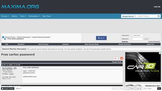 Free carfax password - Maxima Forums