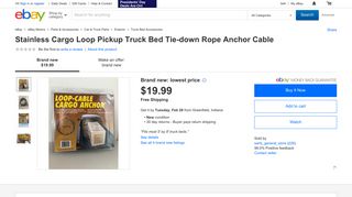 Stainless Cargo Loop Pickup Truck Bed Tie-down Rope Anchor Cable ...