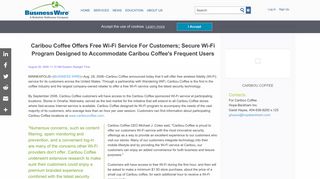 Caribou Coffee Offers Free Wi-Fi Service For Customers; Secure Wi-Fi ...