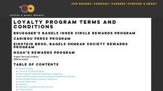 Loyalty Program Terms and Conditions – Coffee & Bagel Brands