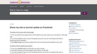 Share my site or journal update on Facebook - CaringBridge