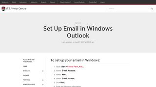 Set Up Email in Windows Outlook - Help Centre - Carleton University