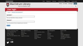 User login - MacOdrum Library - Carleton University