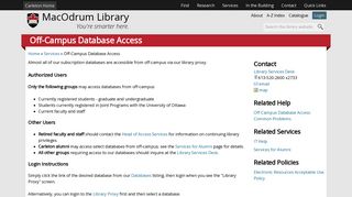 Off-Campus Database Access - MacOdrum Library - Carleton University