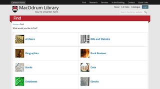 Find - MacOdrum Library - Carleton University