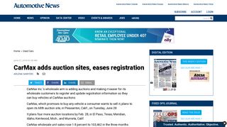 CarMax adds auction sites, eases registration - Automotive News