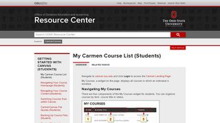 My Carmen Course List (Students) | ODEE Resource Center