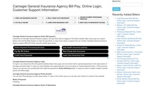 Carnegie General Insurance Agency Bill Pay, Online Login, Customer ...