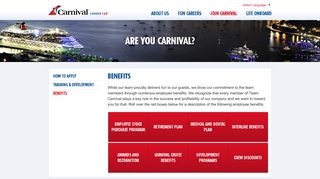 Benefits - Carnival Cruise Lines