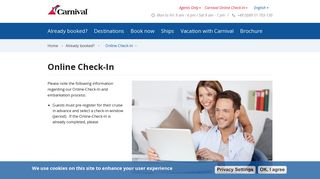 Online Check-In | www.carnivalcruiseline.de