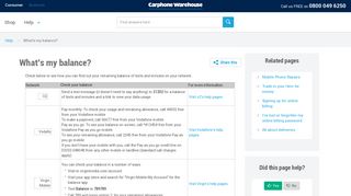 What's my balance? - Carphone Warehouse Help and Support