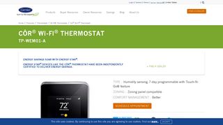 Côr® Wi-fi Thermostat TP-WEM01-A | Carrier Residential
