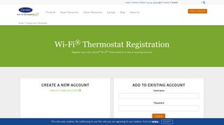 Wi-Fi Thermostat Registration | Carrier - Home Comfort