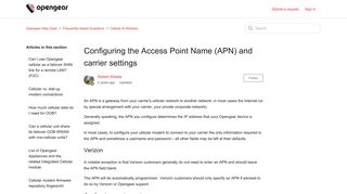 Configuring the Access Point Name (APN) and carrier settings ...