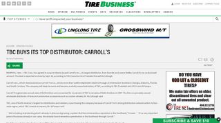 TBC BUYS ITS TOP DISTRIBUTOR: CARROLL'S - Tire Business - The ...