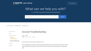 Account Troubleshooting – Carrot Rewards