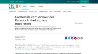 Carsforsale.com Announces Facebook Marketplace Integration