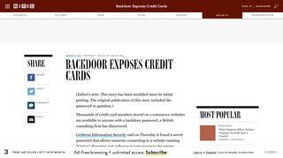 Backdoor Exposes Credit Cards | WIRED