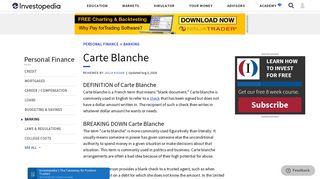 Carte Blanche - Investopedia