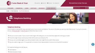 Telephone Banking | Carter Bank & Trust