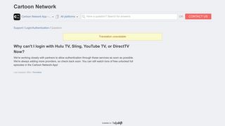 Why can't I login with Hulu TV, Sling, YouTube TV ... - Cartoon Network