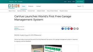 CarVue Launches World's First Free Garage Management System