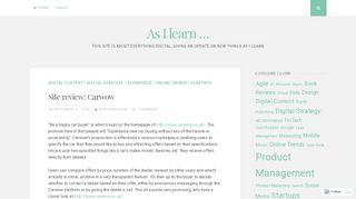 Site review: Carwow – As I learn …