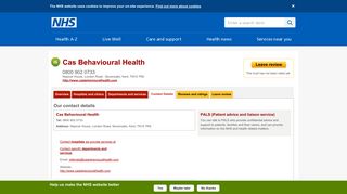 Contact Details - Cas Behavioural Health - NHS