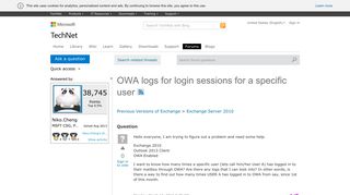 OWA logs for login sessions for a specific user - Microsoft