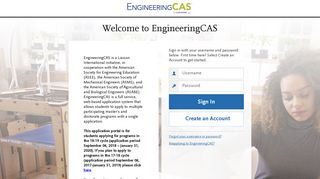EngineeringCAS | Applicant Login Page