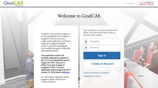 GradCAS | Applicant Login Page