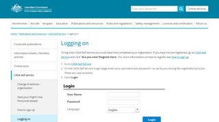 Logging on | Civil Aviation Safety Authority