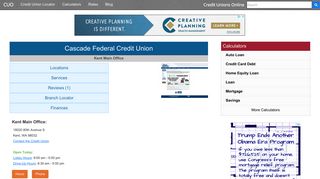 Cascade Federal Credit Union - Kent, WA - Credit Unions Online