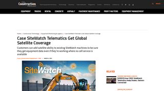 Case SiteWatch Telematics Get Global Satellite Coverage