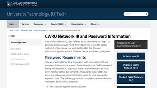 CWRU Network ID and Password Information - Case Western Reserve ...