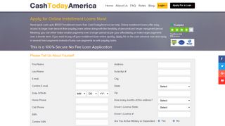 Cash America Loans Upto $1000 - No Credit Check