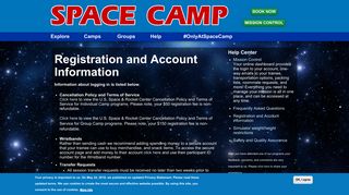 Account Information - Space Camp