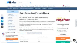 Cash Converters Personal Loan - Fees, Charges + Eligibility - Finder