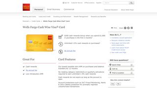 Cash Wise Visa® Card - Cash back credit card | Wells Fargo